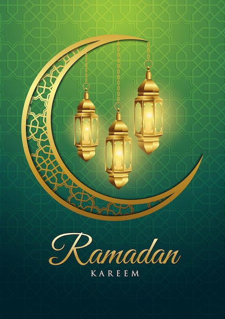 Ramadan kareem mit halbmond und laterne