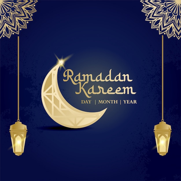 Vektor ramadan kareem mit mond und laterne