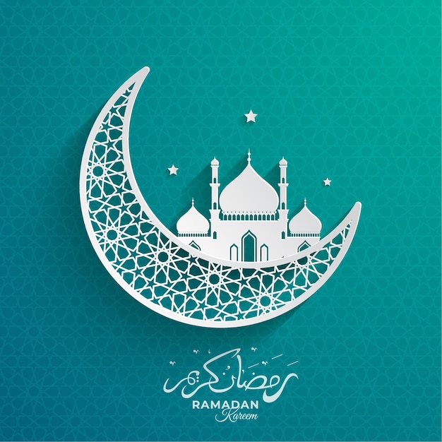 Vektor ramadan kareem mond und moschee schönen hintergrund