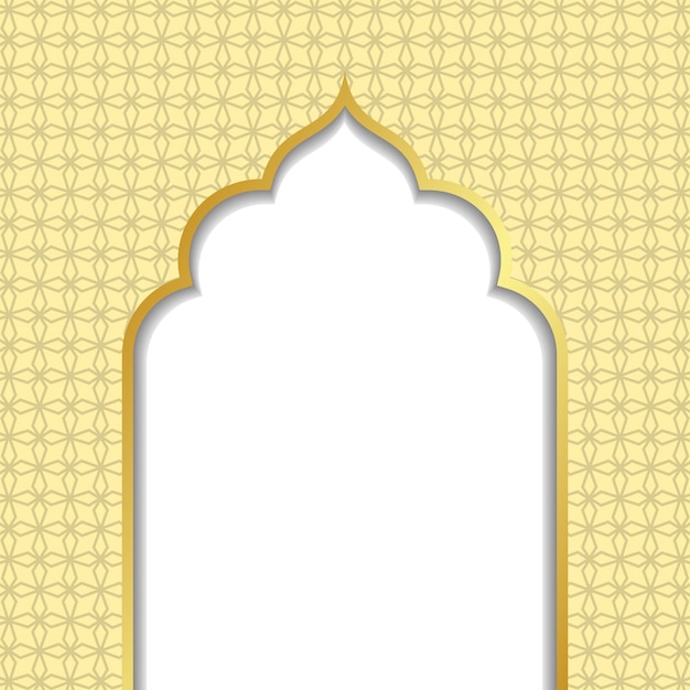 Ramadan kareem oder eid al fitr hintergrund mit goldenem bogen mit goldenem arabischem musterhintergrund für den heiligen monat der muslimischen gemeinschaft ramadan kareem eps 10 enthält transparenz