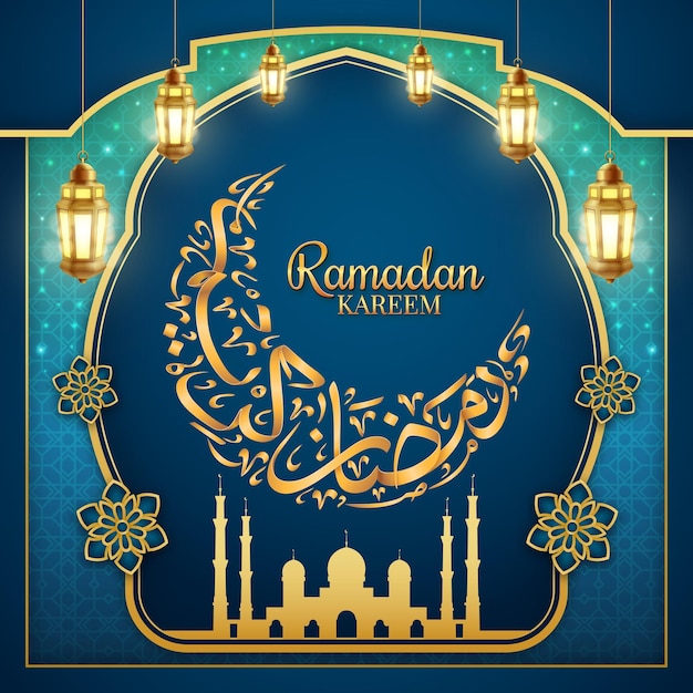 Ramadan kareem postdesign mit kalligrafie