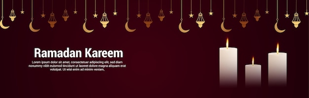 Vektor ramadan kareem realistische goldene laterne und mond