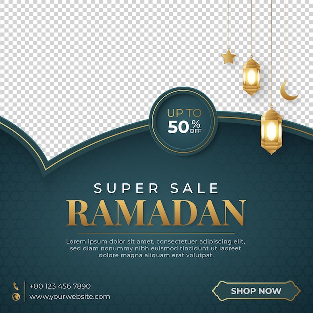 Ramadan kareem sale banner islamisches ornament laterne hintergrund ramadan sale social media post