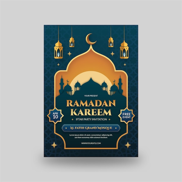ramadan kareem traditionelle islamische realistische iftar einladungsvorlage broschüre flyer vorlage