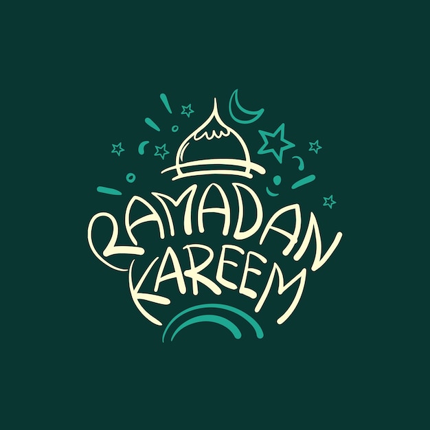 Vektor ramadan kareem-vektorbeschriftung und kalligraphieillustration für islamischen feiertagshintergrund, karte