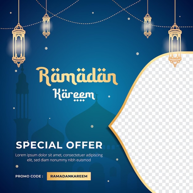 Ramadan Kareem-Verkaufsbanner-Social-Media-Post mit islamischer Ornament-Illustrationsvorlage