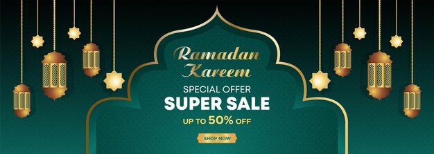Ramadan Kareem Web Background Super Sale Banner Islamische Vorlage mit Podium für die Anzeige von Produkten