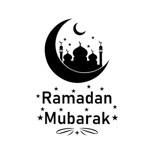 Ramadan Mubarak Halbmond Mond Moschee und Sterne Illustration