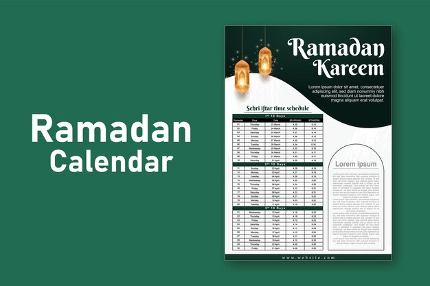 Ramadan Mubarak islamische Kalendervorlage und sehri ifter Zeitplan