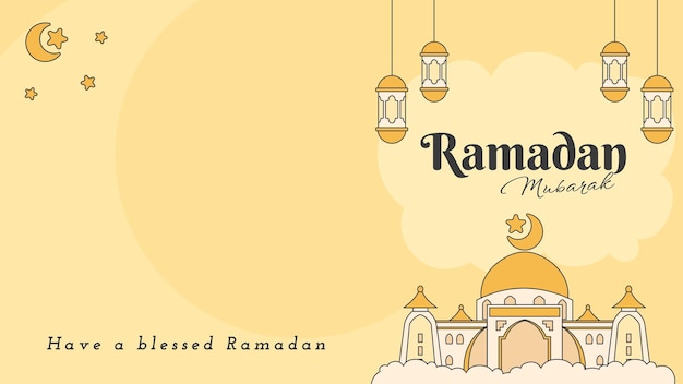 Vektor ramadan mubarak, islamischer hintergrund mit flacher vektorillustration
