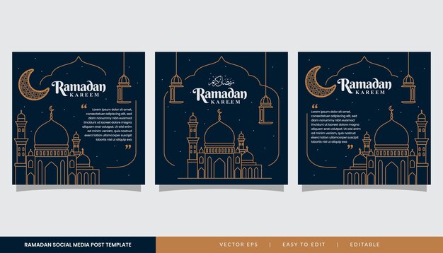 Ramadan-quadrat-banner für soziale medien-post-illustration in flachem design