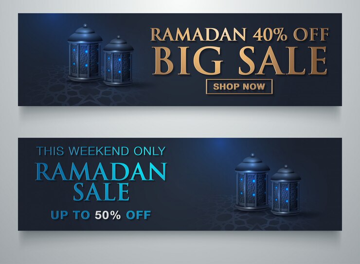 Vektor ramadan sale islamische ornament laterne mond banner vorlage