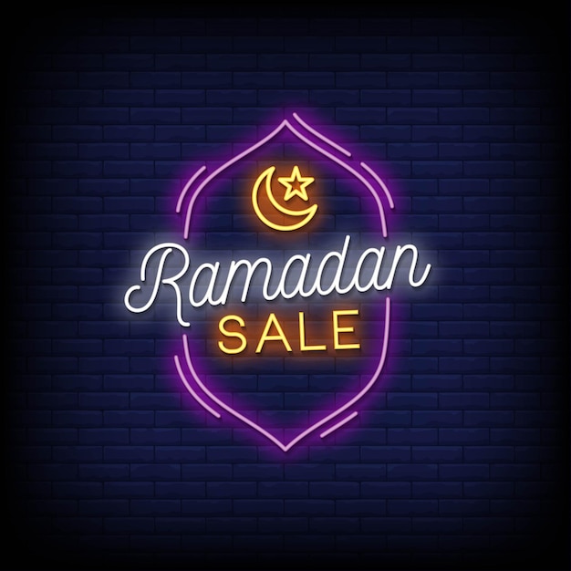 Ramadan sale neon signs style text