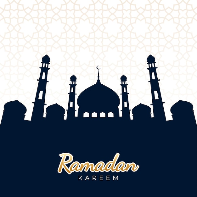 Ramadan square banner mit silhouette moschee