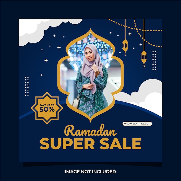 Ramadan Super Sale Social Media Post Template Banner quadratisch