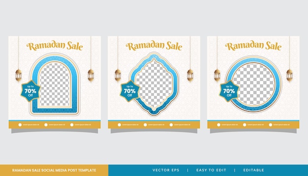 Vektor ramadan-verkauf social-media-post-vorlage-banner mit weißem, sauberem hintergrund und kopierraum