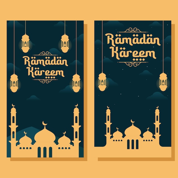 Ramadan vertikale fahnenillustration im flachen design