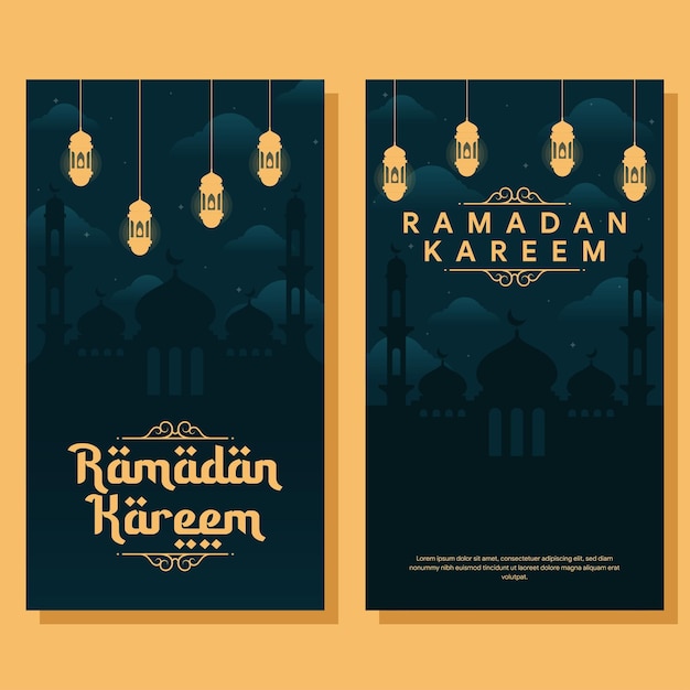 ramadan vertikale fahnenillustration im flachen design
