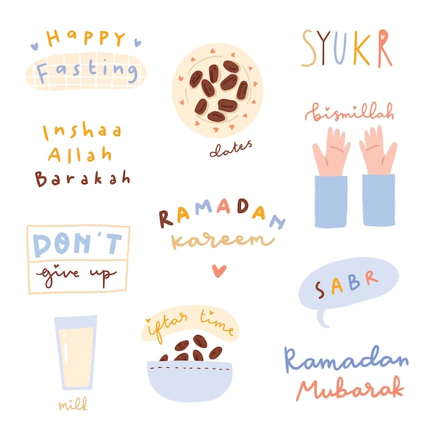 Vektor ramadhan-clipart-set für muslime