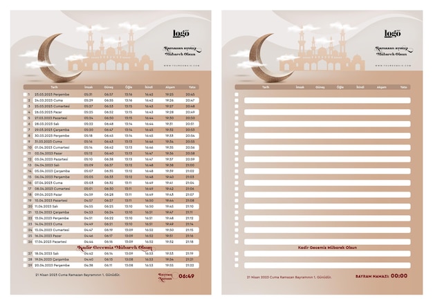 Vektor ramazan imsakiye übersetzen sie ramadan imsakia oder amsaka-kalenderplan - fasten- und gebetszeit