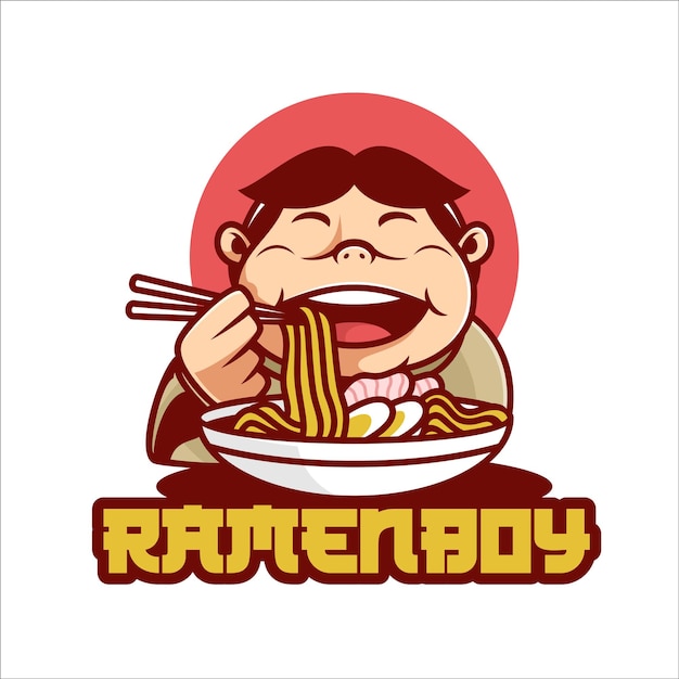 Ramen logo maskottchen cartoon fett süß