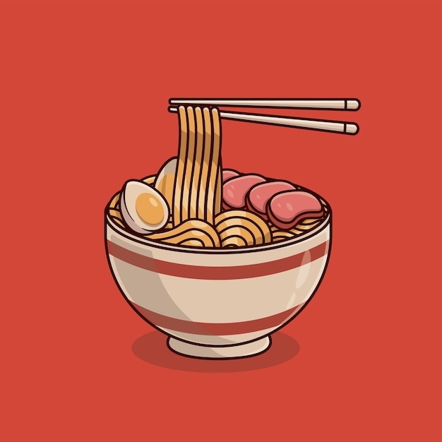 Ramen-Nudel-Cartoon-Vektor-Illustration