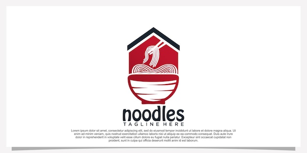 Ramen-nudel-logo-designillustration für restaurantikone mit kreativem element premium-vektor teil 22