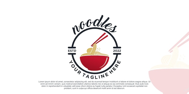 Ramen-nudel-logo-designillustration für restaurantikone mit kreativem element premium-vektor