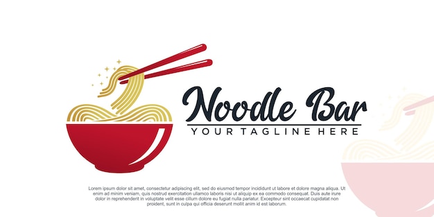 Ramen-nudel-logo-designillustration für restaurantikone mit kreativem element premium-vektor