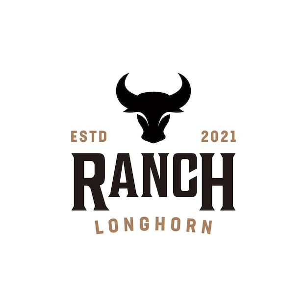 Ranch longhorn bull vintage rustikales retro-logo