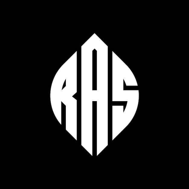 Ras kreisbuchstaben-logo-design mit kreis- und ellipseform ras ellipse-buchstaben mit typografischem stil die drei initialen bilden ein kreis-logo ras kreise-emblem abstract monogramm buchstaben-marke vektor