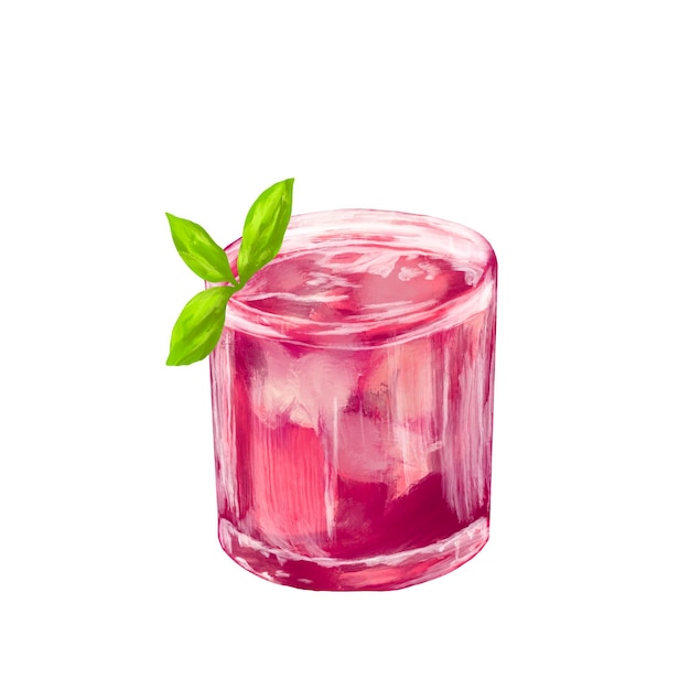 Raspberry-Cocktail-Getränk-Bar-Menü-Illustration