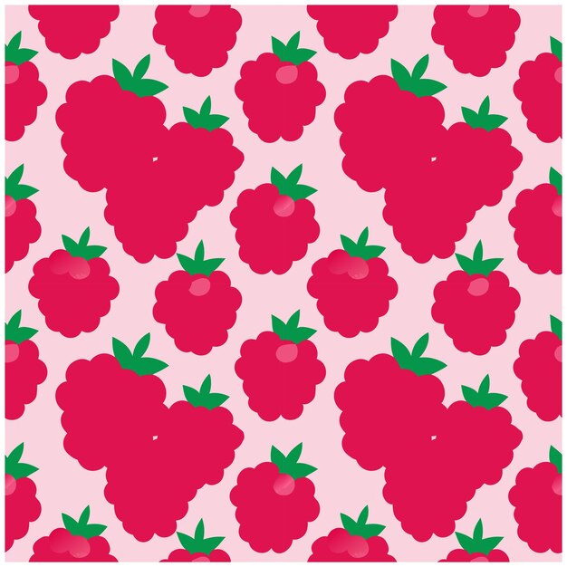 Raspberry-Muster nahtloses Design mit lebendigen Fruchtillustrationen