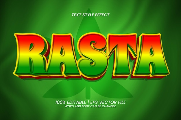 Rasta-texteffekt bearbeitbarer 3d-stil