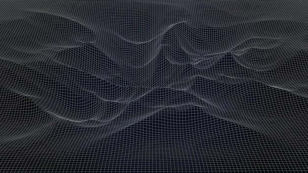 Rasterlandschaft Rahmenlandschaft Abstrakter dunkler Hintergrund mit digitalem Raster Polygonale Karte der Arena Cyberspace 3D-Vektorillustration