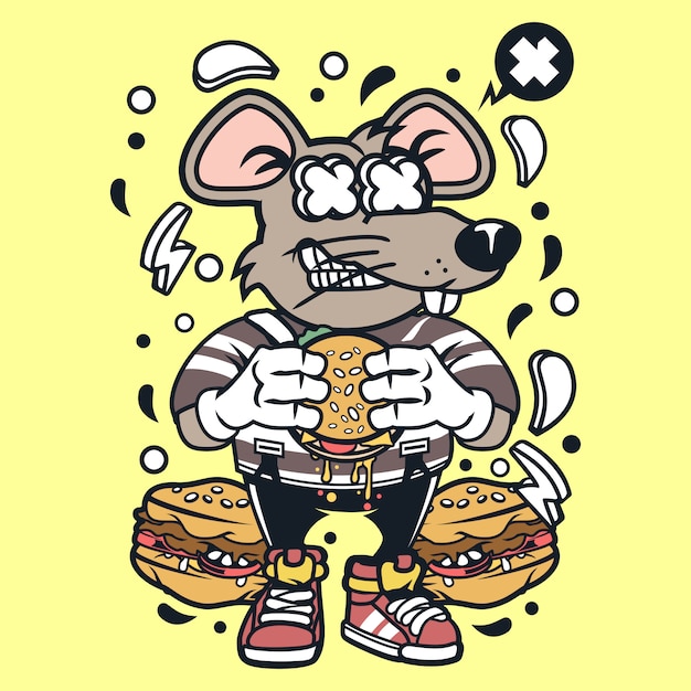 Ratten-burger-karikatur