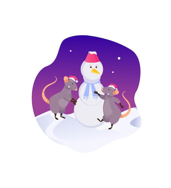 Ratten formen einen schneemann