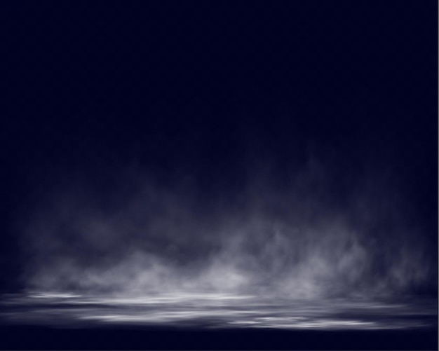 Rauch auf dunklem atmosphärischem Hintergrund mit geringem Nebel, der über weiche Bodengradienten treibt
