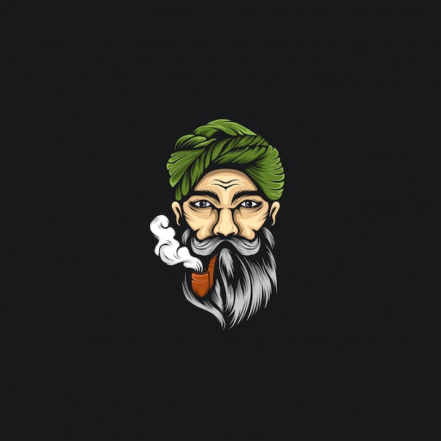 Rauchen bart mann logo illustrationen