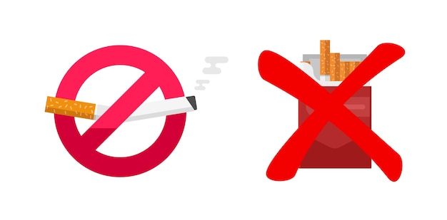 Rauchverbot zeichen symbol stoppen sie die ablehnung von tabakzigaretten flache grafische illustration cliparts verboten