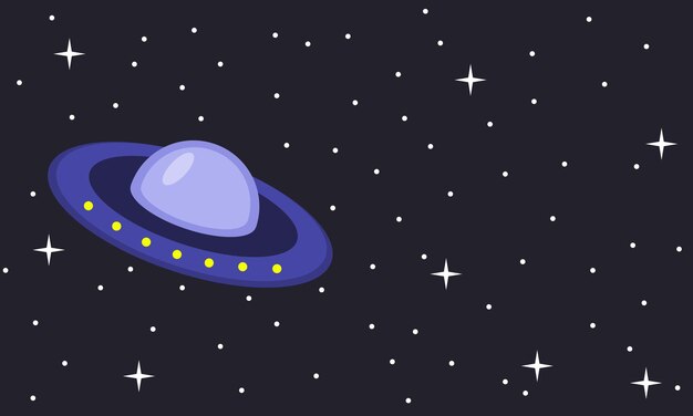 Raum- und UFO-Hintergrundvektor