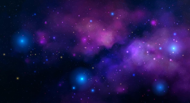 Raumvektorhintergrund mit realistischem Nebel und leuchtenden Sternen Magische bunte Galaxie mit Sternenstaub