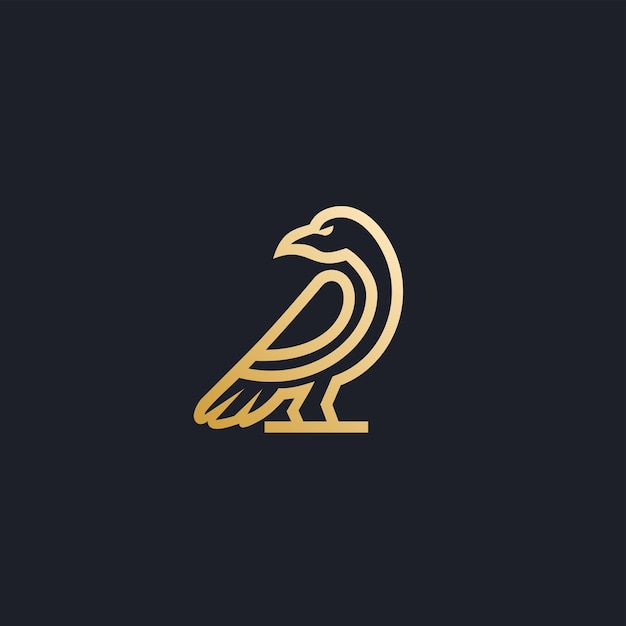 Raven-Logo-Vektorsymbol-Liniendarstellung