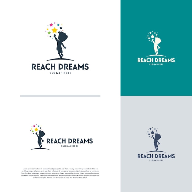 Reaching star-logo, online-learning-logo-designs vektor, kids dream-logo, reach dreams-logo