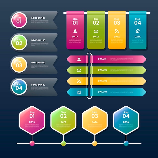 Realistic glossy step infographic template