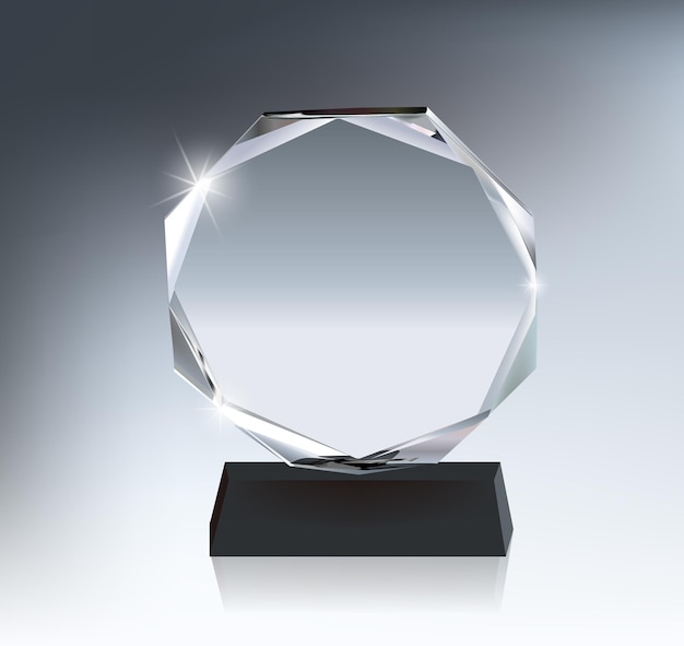 Realistic Vector Glass Trophy Award