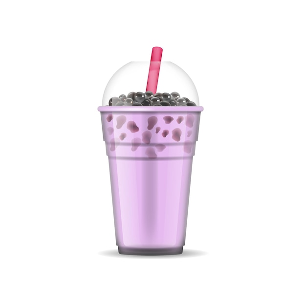 Realistisch detaillierter 3D-Bubble-Milchtee-Vektor
