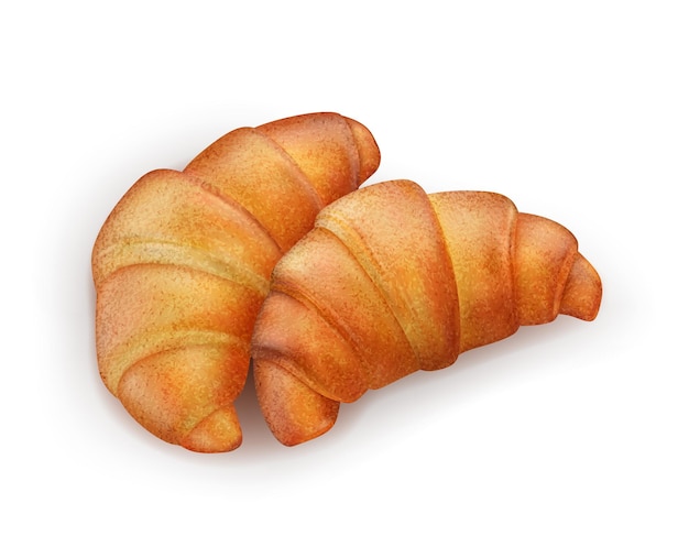 Realistisch detaillierter 3D-Vektor für französische Croissants