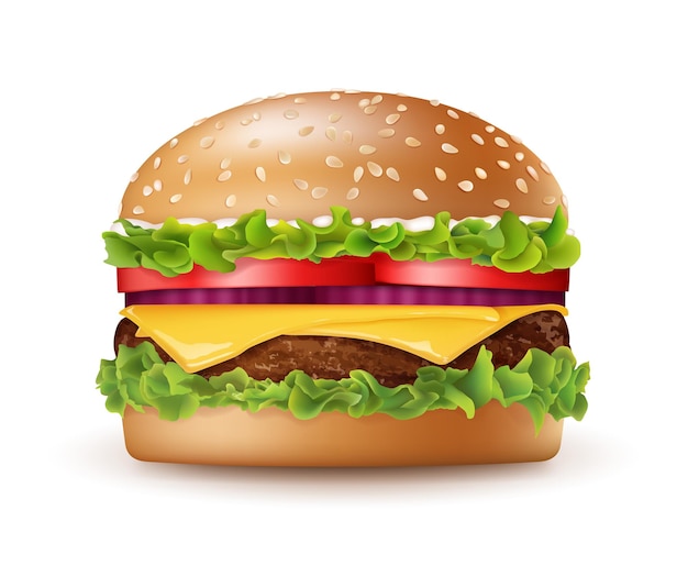 Realistisch detaillierter 3D-Vektor für schmackhafte große Burger