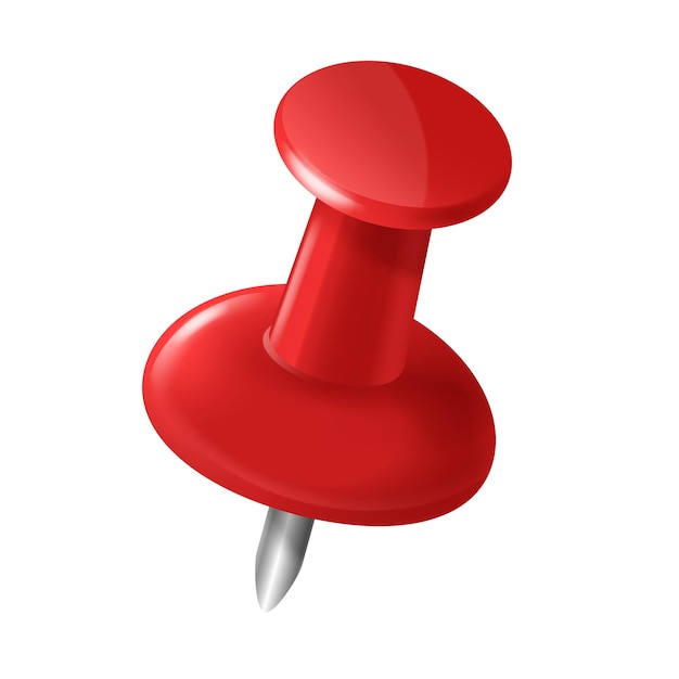 Realistisch detaillierter 3D-Vektor mit roten Thumbtack-Pins